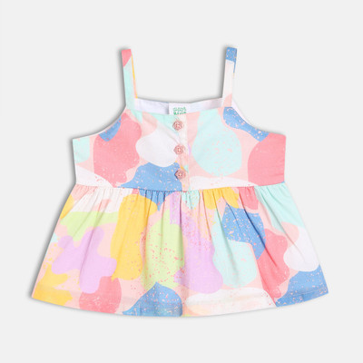 MINI KLUB Girls Casual Pure Cotton A-line Top(Multicolor, Pack of 1)