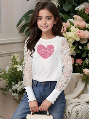 Wahoo Girls Cotton Blend Top(White, Pack of 1)