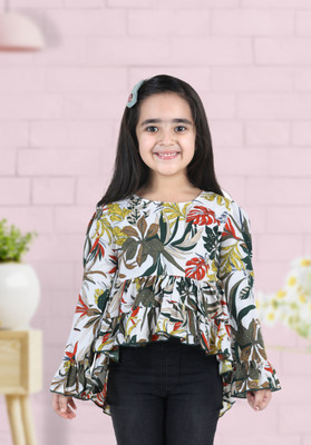 CUTIEKINS Girls Casual Polyester Full Sleeve Top(White, Pack of 1)