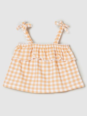 MAX Baby Girls Casual Pure Cotton Top(Orange, Pack of 1)
