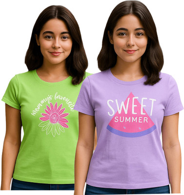 FABROYZ Girls Casual Pure Cotton Top(Multicolor, Pack of 2)