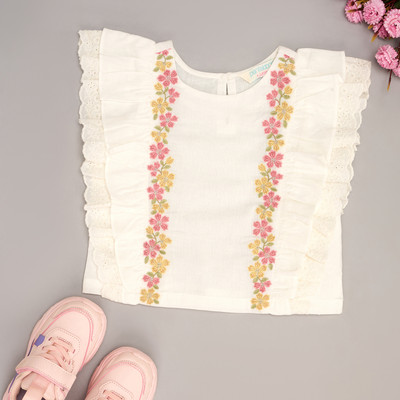 Akkriti by Pantaloons Girls Cotton Blend A-line Top(Multicolor, Pack of 1)