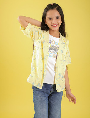 Miss & Chief Girls Casual Polyester Shirt Style Top(Yellow, Pack of 1)