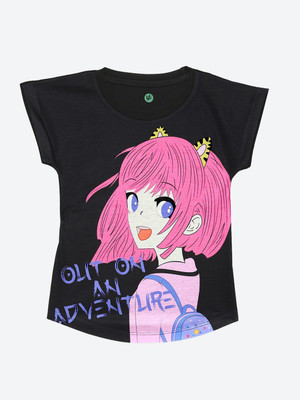 Yk Girls Casual Polycotton Top(Black, Pack of 1)