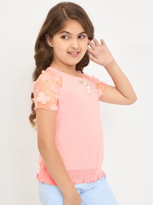 PAMPOLINA Girls Casual Cotton Blend Top(Pink, Pack of 1)