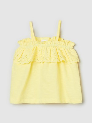 MAX Baby Girls Pure Cotton Top(Yellow, Pack of 1)