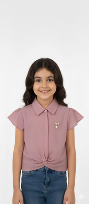 truffles Girls Casual Cotton Blend Knit Top(Purple, Pack of 1)