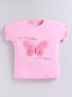 Ginie Girls Casual Pure Cotton Top(Pink, Pack of 1)