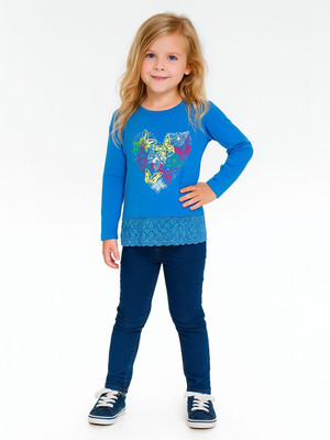 Here&Now X Game Begins Girls Pure Cotton Full Sleeve Top(Blue, Pack of 1)