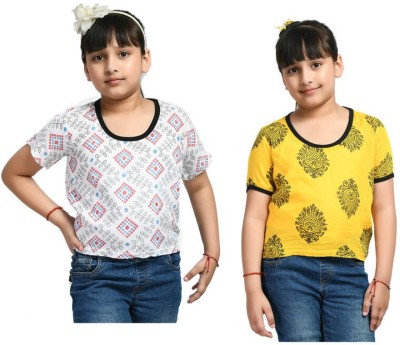 Indistar Girls Casual Rayon Crop Top(Multicolor, Pack of 2)