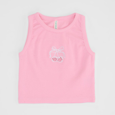 Pantaloons Junior Girls Cotton Blend A-line Top(Pink, Pack of 1)