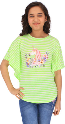 Cutecumber Girls Casual Hosiery Kaftan Top(Green, Pack of 1)