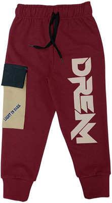 LIGHT IN DARK Track Pant For Boys(Maroon, Pack of 1)