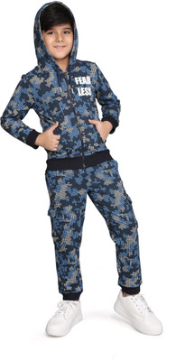 Plum Tree Boys Casual Sweatshirt Track Pants(BLUE CAMO AOP)