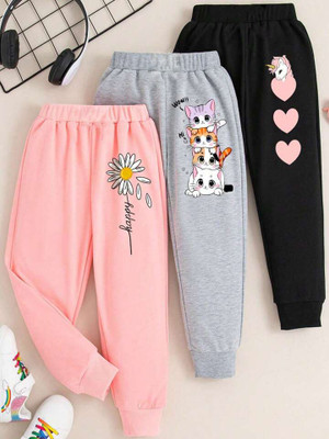 HouseOfCommon Track Pant For Girls(Pink, Pack of 3)