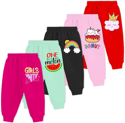MINI MYN Track Pant For Baby Girls(Pink, Green, Pack of 5)