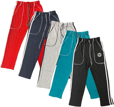 AMNOUR Track Pant For Boys(Black, Grey, Pack of 5)