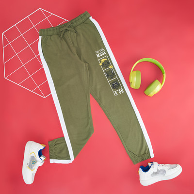 Pantaloons Junior Track Pant For Boys(Green, Pack of 1)