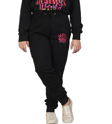 LABEL MY Track Pant For Girls(Black, Pack of 1)