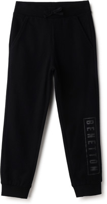 United Colors of Benetton Track Pant For Baby Boys(Black, Pack of 1)