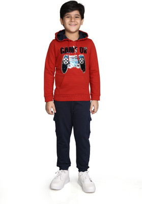 Plum Tree Boys Casual Sweatshirt Track Pants(RED)