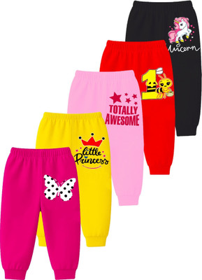 MINI MYN Track Pant For Baby Girls(Multicolor, Pack of 5)