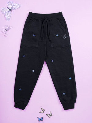 KiddoPanti Track Pant For Girls(Black, Pack of 1)