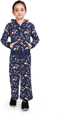 Plum Tree Girls Casual Sweatshirt Track Pants(NAVY AOP)
