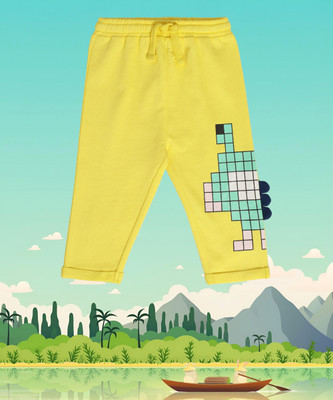 MINI KLUB Track Pant For Boys(Yellow, Pack of 1)