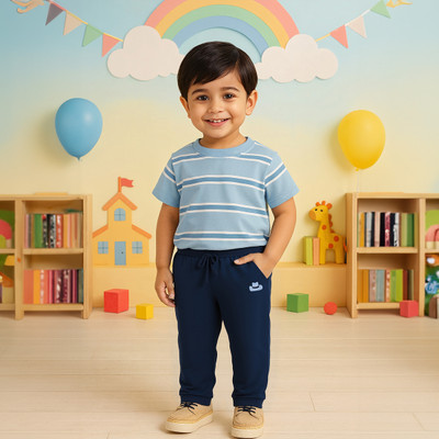 MINI KLUB Track Pant For Baby Boys(Dark Blue, Pack of 1)