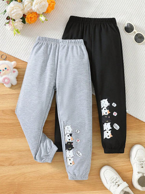 HouseOfCommon Track Pant For Girls(Black, Pack of 2)