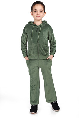Plum Tree Girls Casual Sweatshirt Track Pants(Mitary Green)