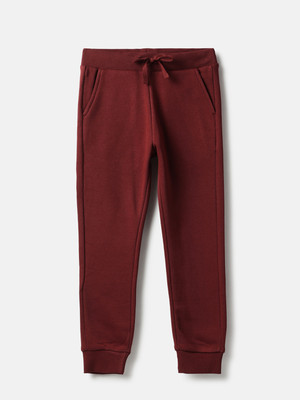 United Colors of Benetton Track Pant For Boys(Maroon, Pack of 1)