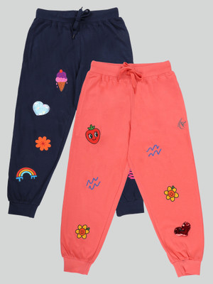 KiddoPanti Track Pant For Girls(Multicolor, Pack of 2)
