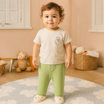 MINI KLUB Track Pant For Baby Boys(Dark Green, Pack of 2)