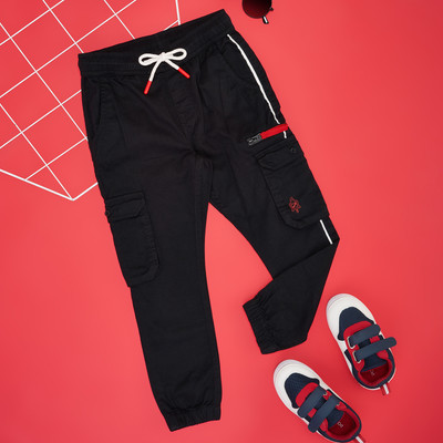 Pantaloons Junior Track Pant For Boys(Black, Pack of 1)