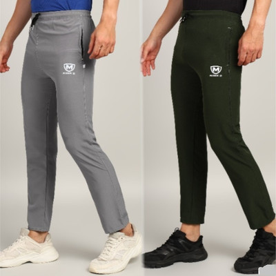 mank D Solid Men Grey, Olive Track Pants