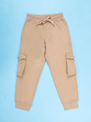 KiddoPanti Track Pant For Boys(Beige, Pack of 1)