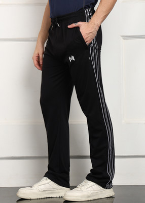 mank D Striped Men Black Track Pants