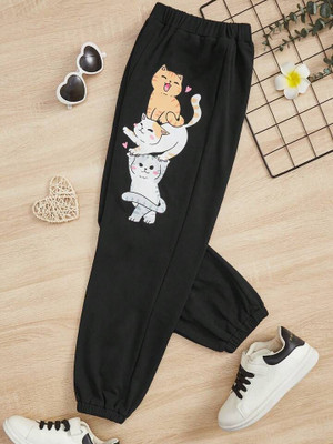 HouseOfCommon Track Pant For Girls(Black, Pack of 1)