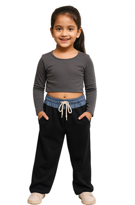 Little Cub Track Pant For Girls(Black, Pack of 1)