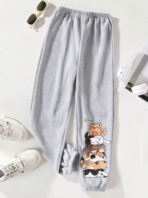 HouseOfCommon Track Pant For Girls(Grey, Pack of 1)