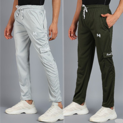 mank D Solid Men Grey, Olive Track Pants