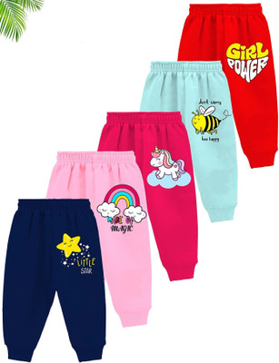 MINI MYN Track Pant For Baby Girls(Multicolor, Pack of 5)