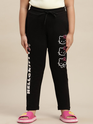 Hello Kitty By Kidsville Track Pant For Girls(Black, Pack of 1)