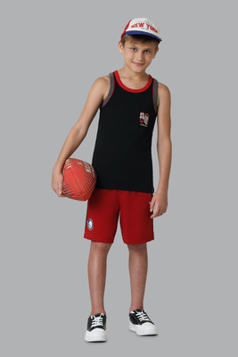 VAN HEUSEN Vest For Boys Cotton Blend(Black, Pack of 1)