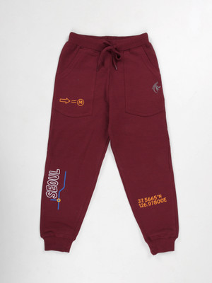 KiddoPanti Track Pant For Boys(Maroon, Pack of 1)