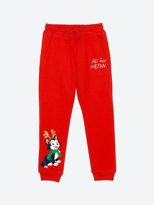 YK Disney Track Pant For Girls(Red, Pack of 1)
