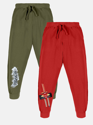 KiddoPanti Track Pant For Boys(Dark Green, Pack of 2)