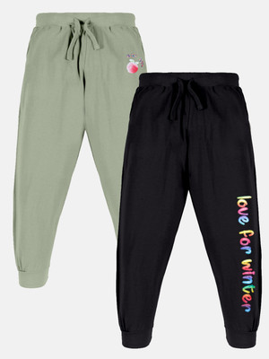 KiddoPanti Track Pant For Girls(Light Green, Pack of 2)